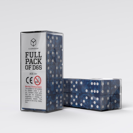 Full Pack of D6s Cobalt & White (20)
