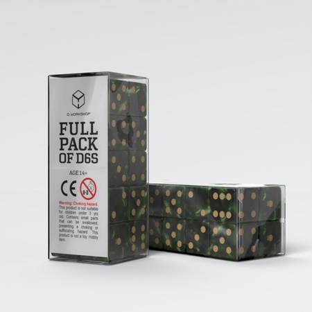 Full Pack of D6s Green & Gold (20)